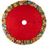 Handmade Felt Wool Christmas Tree Skirt - Multicolor Fringe Border on Red - 51" - ARCADIA HOME